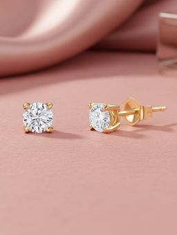 Ornate Jewels - 18K Gold 0.50 Carat Round Lab Grown Diamond Solitaire Stud Earrings