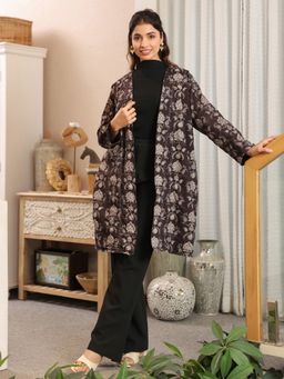 Jaipur Morni - Women Black Cotton Floral Overlays