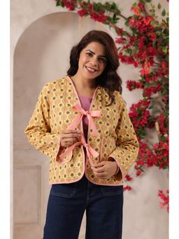 Jaipur Morni - Women Yellow Cotton Floral Light Jacket