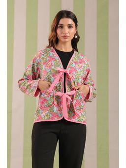 Jaipur Morni - Women Blue Cotton Floral Light Jacket
