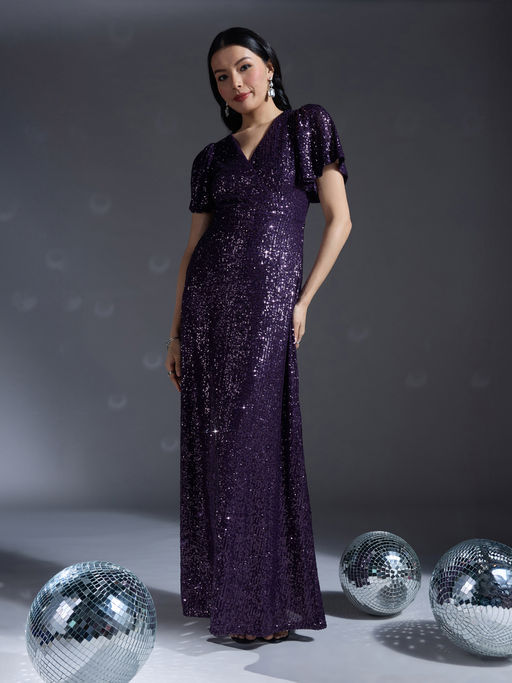 glitter wrap maxi dress Glitter Wrap Maxi Dress main image 1