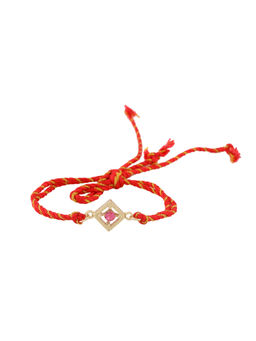 Estele - Gold Plated Directions Designer Rakhi with Austrian Crystal & Silk Thread