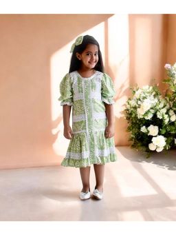 Fayon Kids - Green Floral Printed Dress (Pret)