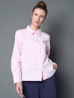 VERO MODA - Women Striped Casual Wear Pink Shirt