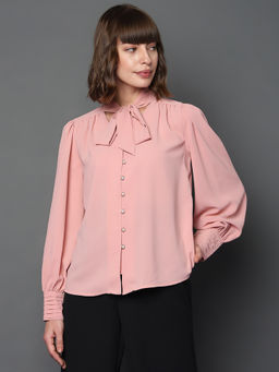 VERO MODA - Women Solid Casual Wear Pink Shirt
