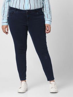 VERO MODA - Curve Women Solid Casual Wear Dark Blue Jeans