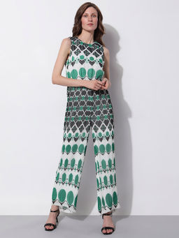 VERO MODA - Green Geometric Print Jumpsuit
