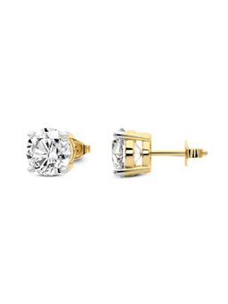 Sparkles - Lab Grown 0.76 Carat Round Shape Diamond Stud Earrings for Women | 14K Yellow Gold