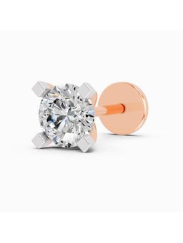 Sparkles - Lab Grown 0.21 Carat Round Shape 4 Prong Solitaire Diamond Nose Pin | 14K Rose Gold