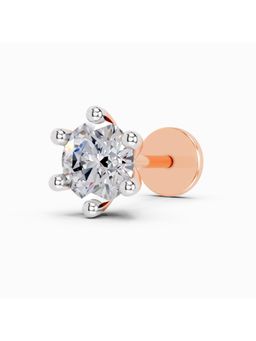 Sparkles - Lab Grown 0.15 Carat Round Shape Solitaire Diamond Nose Pin for Women | 14K Rose Gold
