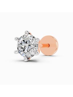 Sparkles - Lab Grown 0.15 Carat Round Shape 6 Prong Solitaire Diamond Nose Pin | 14K Rose Gold