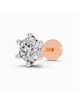 Sparkles - Lab Grown 0.06 Carat Round Shape 6 Prong Solitaire Diamond Nose Pin | 14K Rose Gold