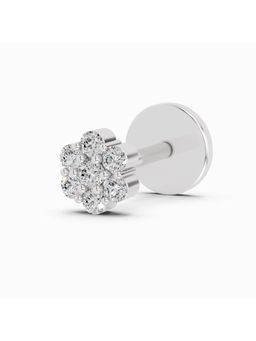 Sparkles - Lab Grown 0.10 Carat Round Shape Floral Diamond Nose Pin for Women | 14K White Gold