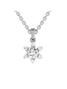 Sparkles - Lab Grown 0.75 Carat Round Shape Floral Diamond Pendant| 14K White Gold