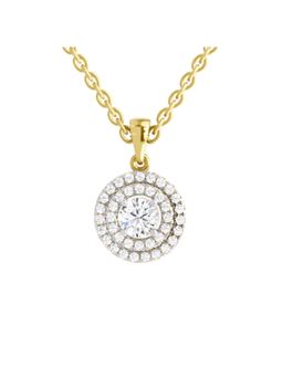 Sparkles - Lab Grown 0.70 Carat Round Shape Double Halo Diamond Pendant| 14K Yellow Gold
