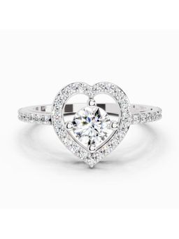 Sparkles - Lab Grown 0.84 Carat Round Halo Heart Ring |14K White Gold