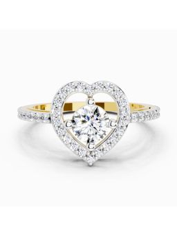 Sparkles - Lab Grown 0.84 Carat Round Halo Heart Ring |14K Yellow Gold