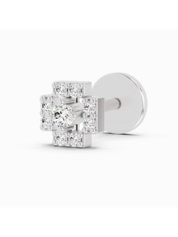 Sparkles - Lab Grown 0.04 Carat Round Shape Diamond Nose Pin for Women | 14K White Gold