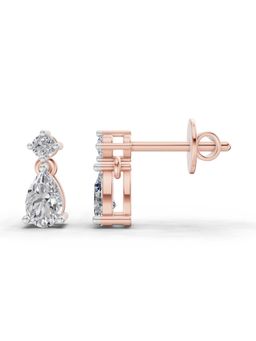 Sparkles - Lab Grown 0.89 Carat Pear-Shaped Diamond Drop Stud Earrings | 14K Rose Gold