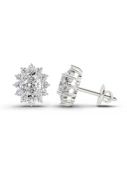 Sparkles - Lab Grown 0.80 Carat Oval Cluster Diamond Stud Earrings for Women | 14K White Gold