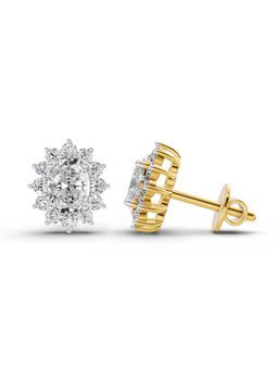 Sparkles - Lab Grown 0.80 Carat Oval Cluster Diamond Stud Earrings for Women | 14K Yellow Gold