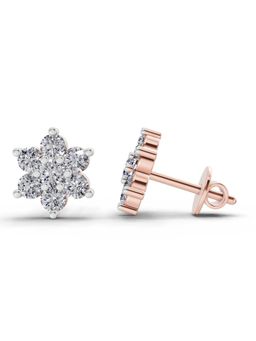 Sparkles - Lab Grown 0.41 Carat Round Shape Floral Diamond Stud Earrings | 14K Rose Gold