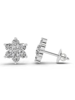 Sparkles - Lab Grown 0.41 Carat Round Shape Floral Diamond Stud Earrings | 14K White Gold