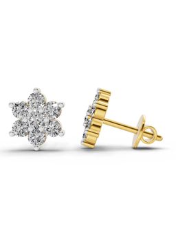 Sparkles - Lab Grown 0.41 Carat Round Shape Floral Diamond Stud Earrings | 14K Yellow Gold