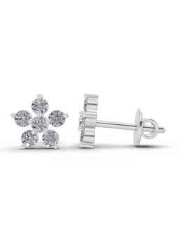 Sparkles - Lab Grown 0.35 Carat Round Shape Diamond Flower Stud Earrings | 14K White Gold