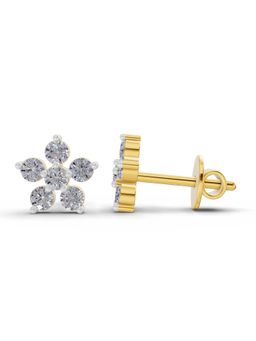 Sparkles - Lab Grown 0.35 Carat Round Shape Diamond Flower Stud Earrings | 14K Yellow Gold