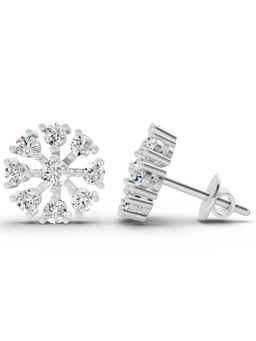 Sparkles - Lab Grown 1 Carat Round Diamond Stud Earrings for Women | 14K White Gold