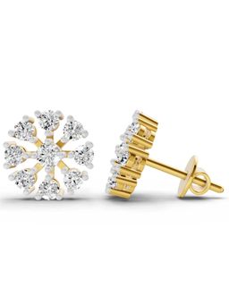 Sparkles - Lab Grown 1 Carat Round Diamond Stud Earrings for Women | 14K Yellow Gold
