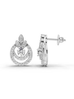 Sparkles - Lab Grown 0.91 Carat Round Shape Diamond Halo Cluster Stud Earrings | 14K White Gold