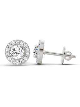 Sparkles - Lab Grown 0.75 Carat Round Shape Halo Diamond Stud Earrings | 14K White Gold