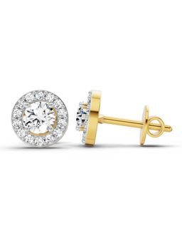 Sparkles - Lab Grown 0.75 Carat Round Shape Halo Diamond Stud Earrings | 14K Yellow Gold