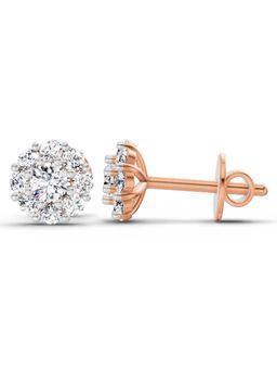 Sparkles - Lab Grown 0.57 Carat Round Shape Floral Halo Diamond Stud Earrings | 14K Rose Gold