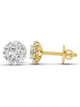 Sparkles - Lab Grown 0.57 Carat Round Shape Floral Halo Diamond Stud Earrings | 14K Yellow Gold