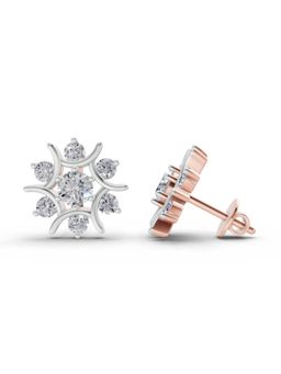 Sparkles - Lab Grown 1.73 Carat Round Cluster Diamond Stud Earrings for Women | 14K Rose Gold
