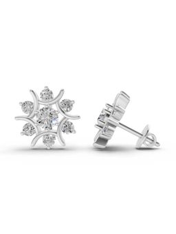Sparkles - Lab Grown 1.73 Carat Round Cluster Diamond Stud Earrings for Women | 14K White Gold