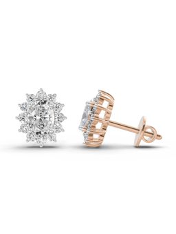 Sparkles - Lab Grown 0.95 Carat Oval Cluster Diamond Stud Earrings for Women | 14K Rose Gold