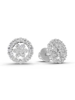 Sparkles - Lab Grown 0.67 Carat Round Shape Floral Cluster Diamond Stud Earrings | 14K White Gold