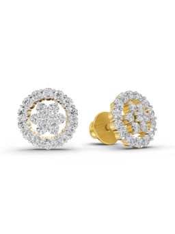 Sparkles - Lab Grown 0.67 Carat Round Shape Floral Cluster Diamond Stud Earrings | 14K Yellow Gold