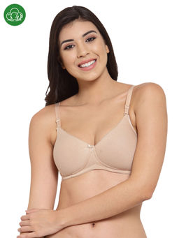 Inner Sense - Organic Cotton Antimicrobal Padded t-shirt Bra-Nude