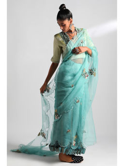 A Humming Way - Nilgiris Saree With Chanderi Tissue Blouse with Stitched Blouse