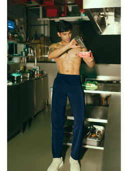 FREAKINS - Space Navy Blue Solid Men Straight Korean Pant