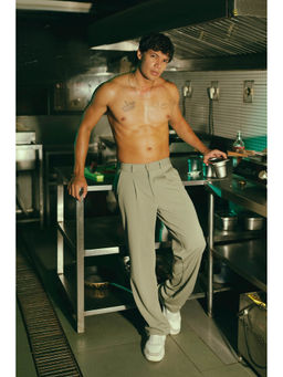 FREAKINS - Sage Green Solid Men Straight Korean Pant