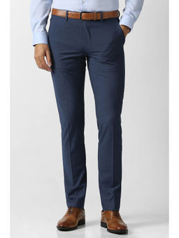 Van Heusen - Men Navy Blue Solid Trouser