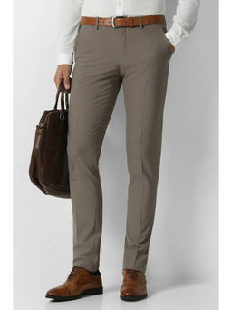 Van Heusen - Men Beige Solid Formal Trouser