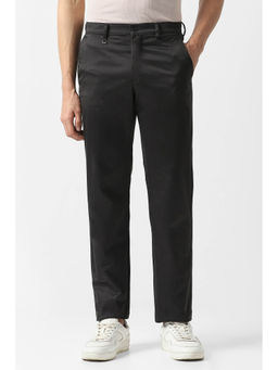 Van Heusen - Men Black Solid Casual Trouser