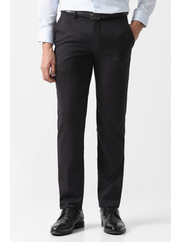 Van Heusen - Men Black Solid Formal Trouser